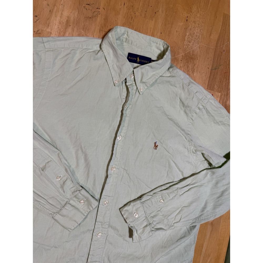 Ralph Lauren Oxford Shirt Mens 16.5 42 Pale Green Flesh Pony Button Down